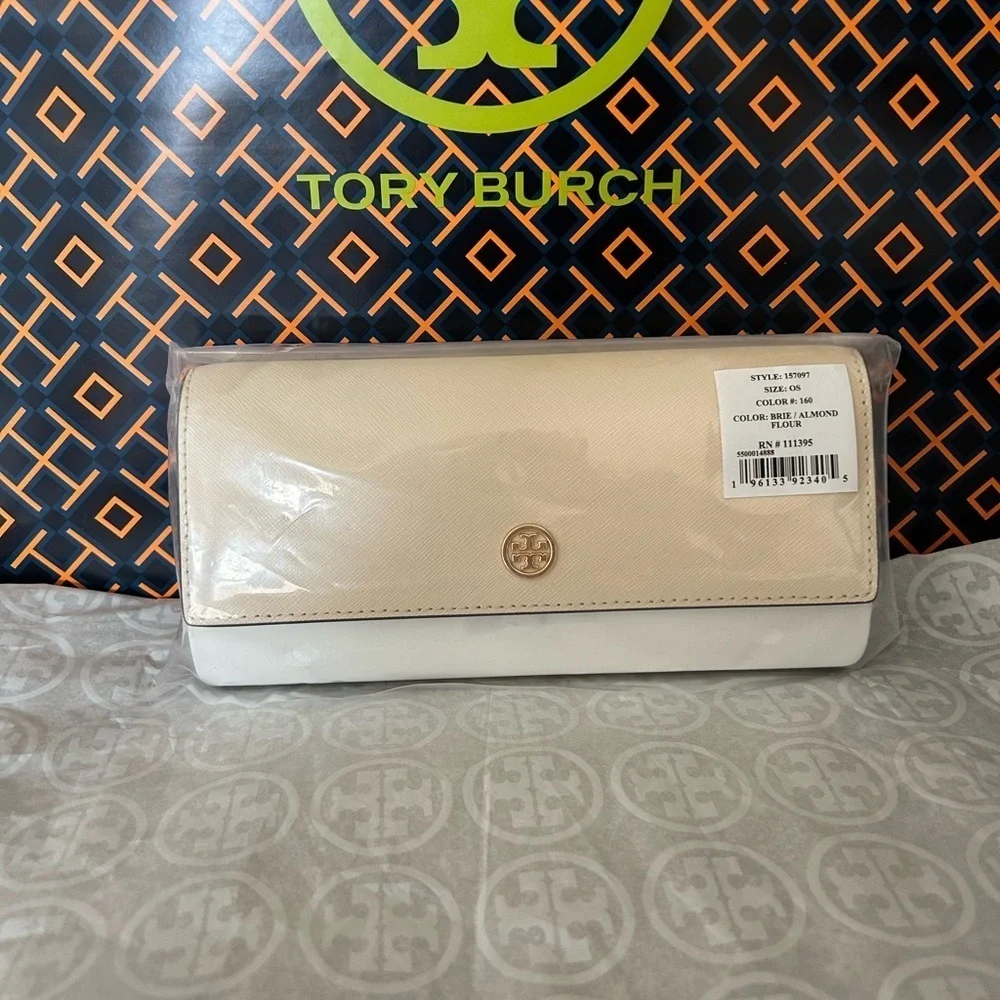 Tory Burch Emerson Colorblock Wallet on a Chain Crossbody Bag Brie Almond Flour